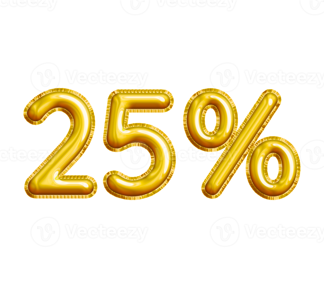 25 or Twenty-five Percent 3D Gold Balloon. You can use this asset for your content Marketing like as Promotion, Advertisement, Ads,  Banner, Flyer, Discount Card and anymore. png