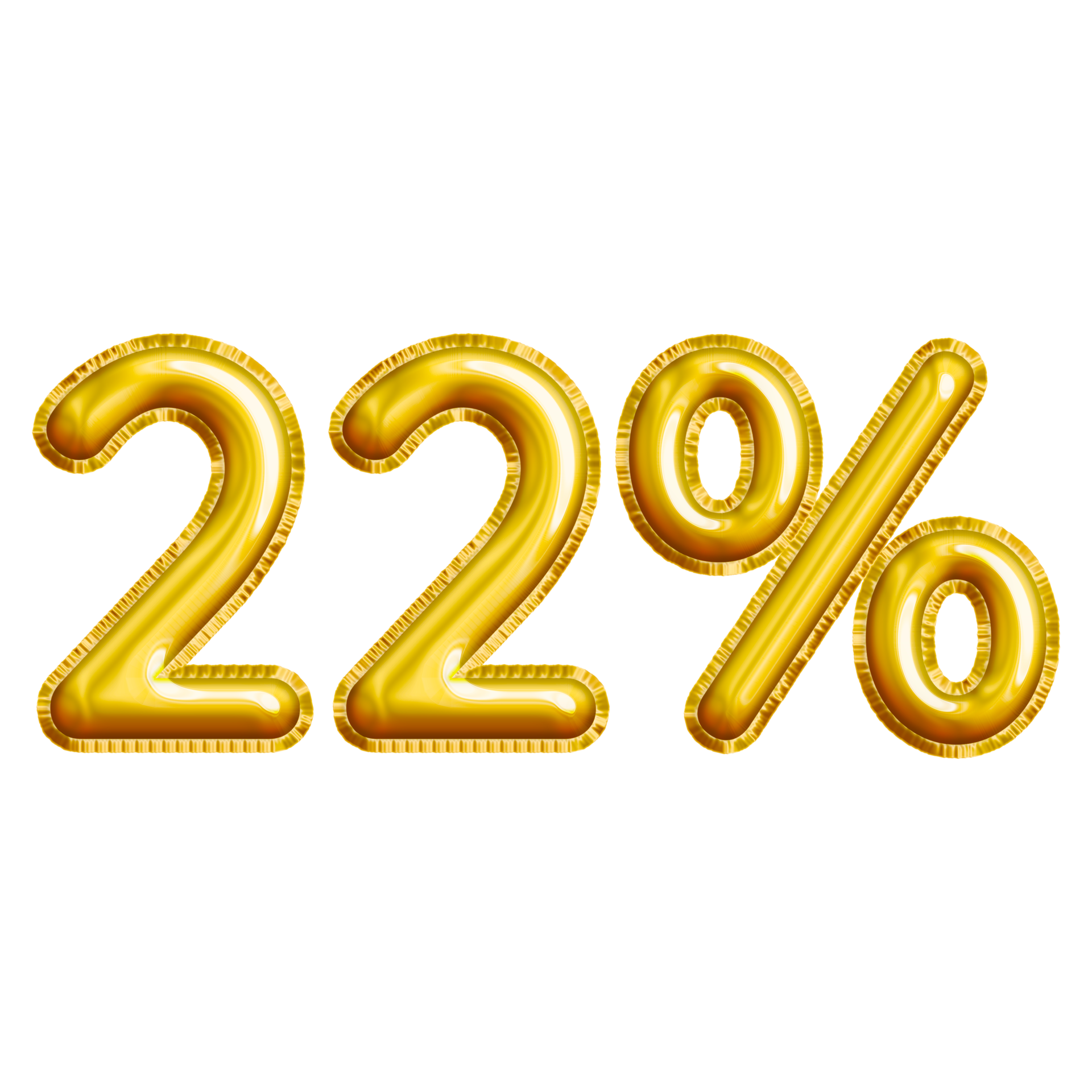22 or Twenty-two Percent 3D Gold Balloon. You can use this asset for ...