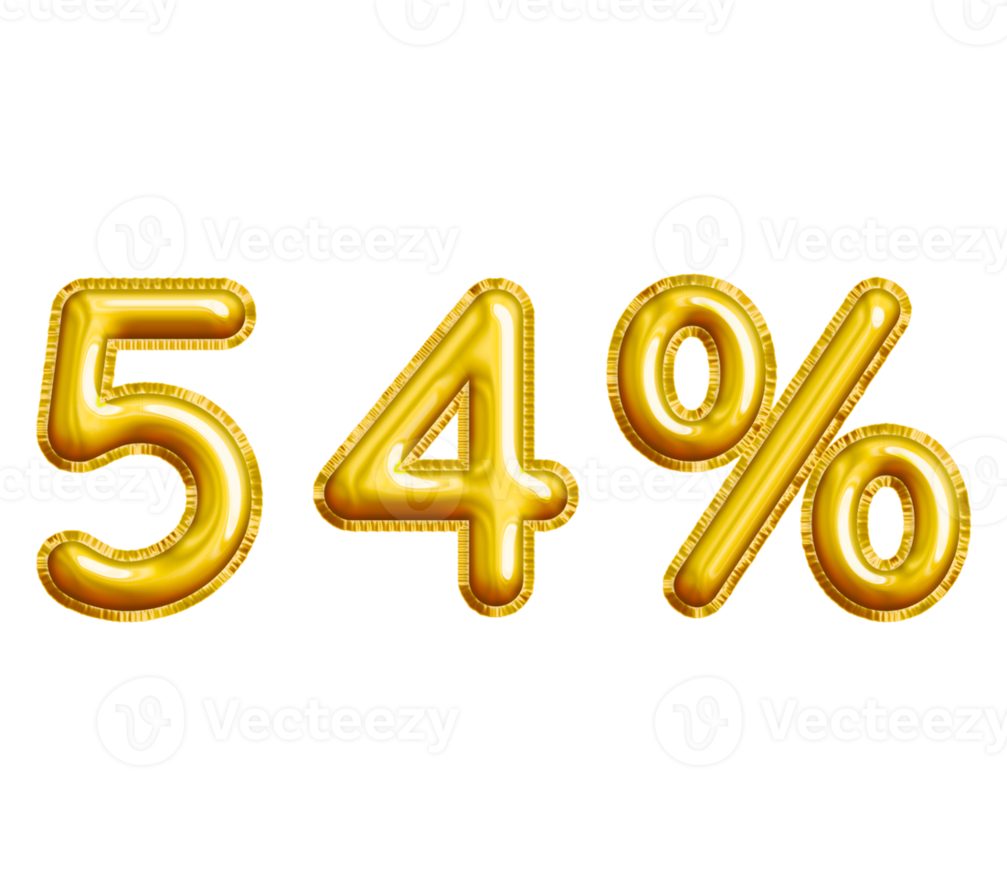 54 or Fifty-four Percent 3D Gold Balloon. You can use this asset for
