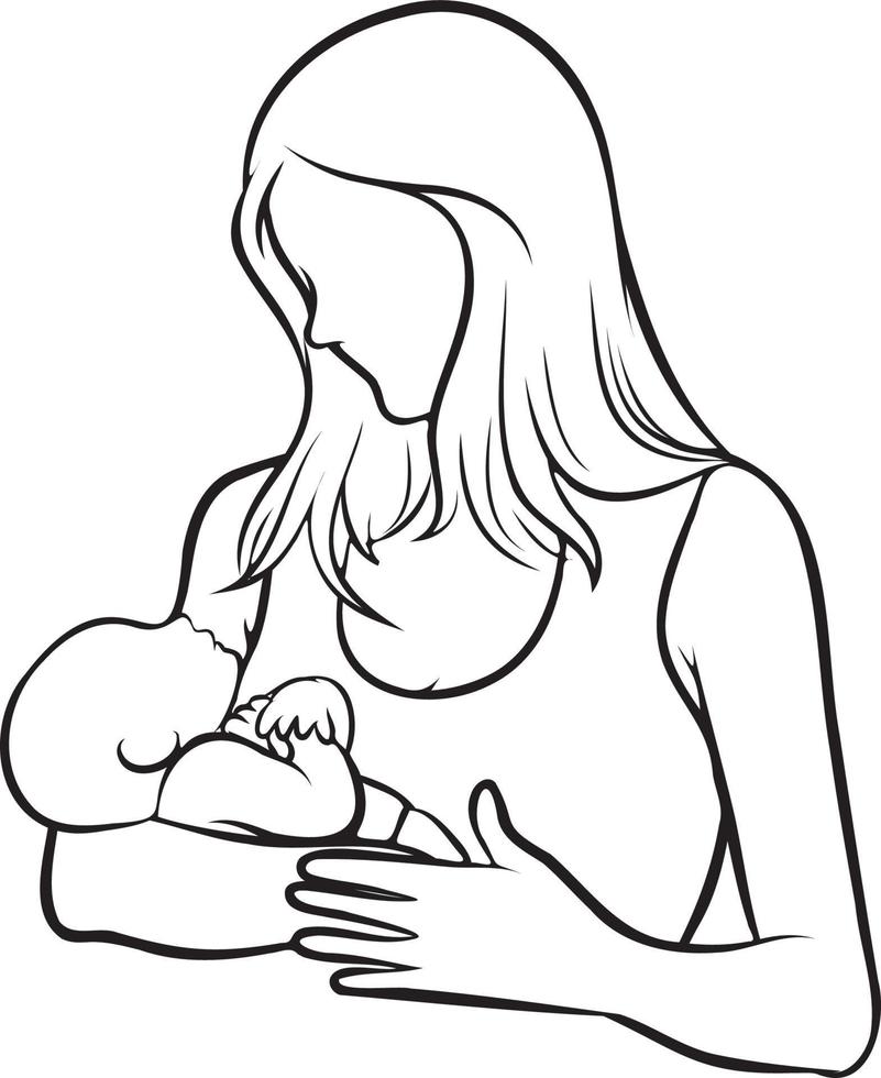 Breastfeeding Line Drawing. vector