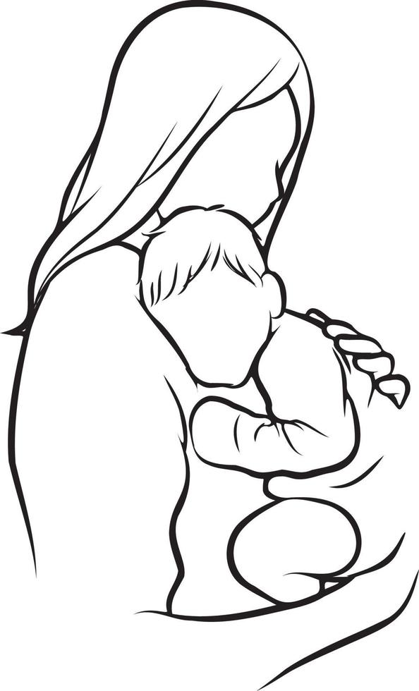 Breastfeeding Line Drawing. vector