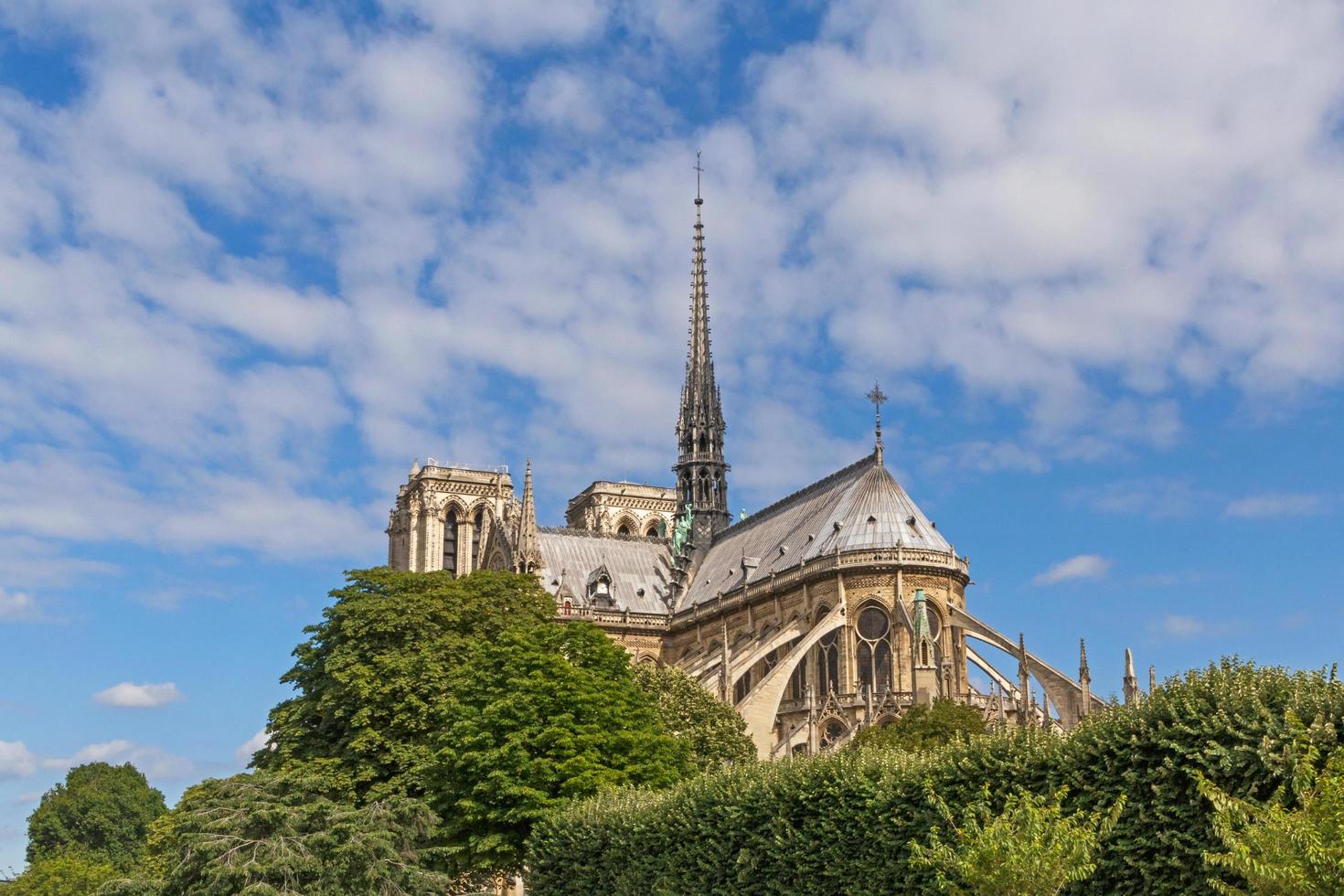 view on Notre-Dame de Paris cathedral in Paris at summer day photo