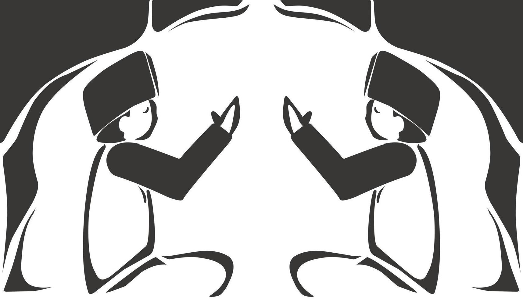 The illustration background with the theme of Ramadan and Eid al-Fitr, Eid al-Adha, has a picture of a Muslim praying vector