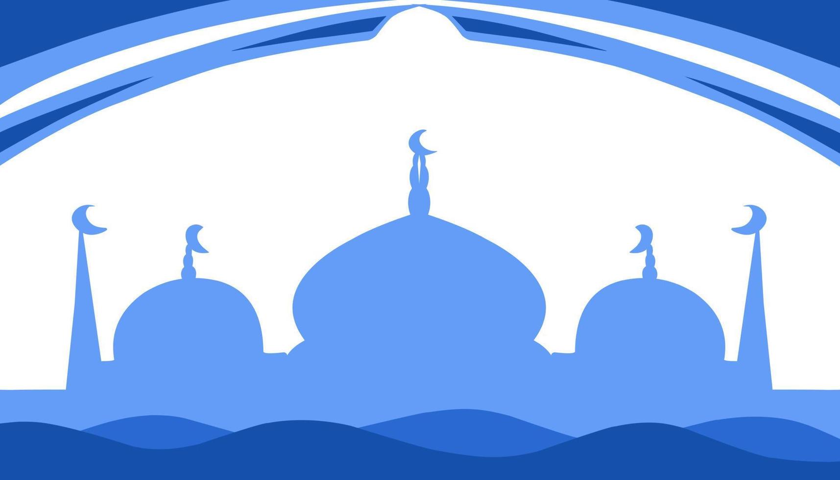 Background Illustration of the theme of Ramadan and Eid al-Fitr and Eid al-Adha, with the image of a blue mosque vector