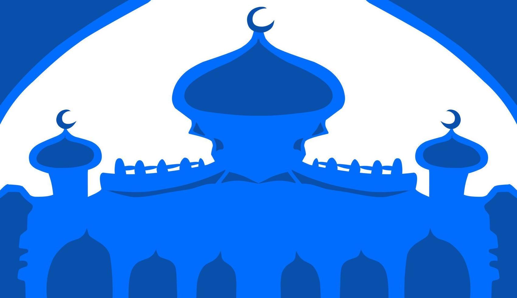 The illustration background with a Ramadan and Eid themed design, has a blue mosque image vector
