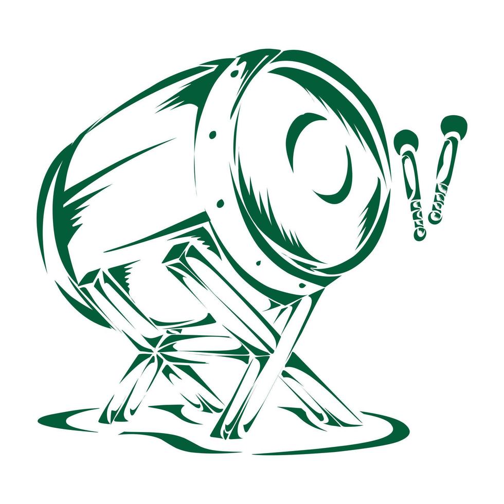 Illustration of a green mosque drum silhouette vector