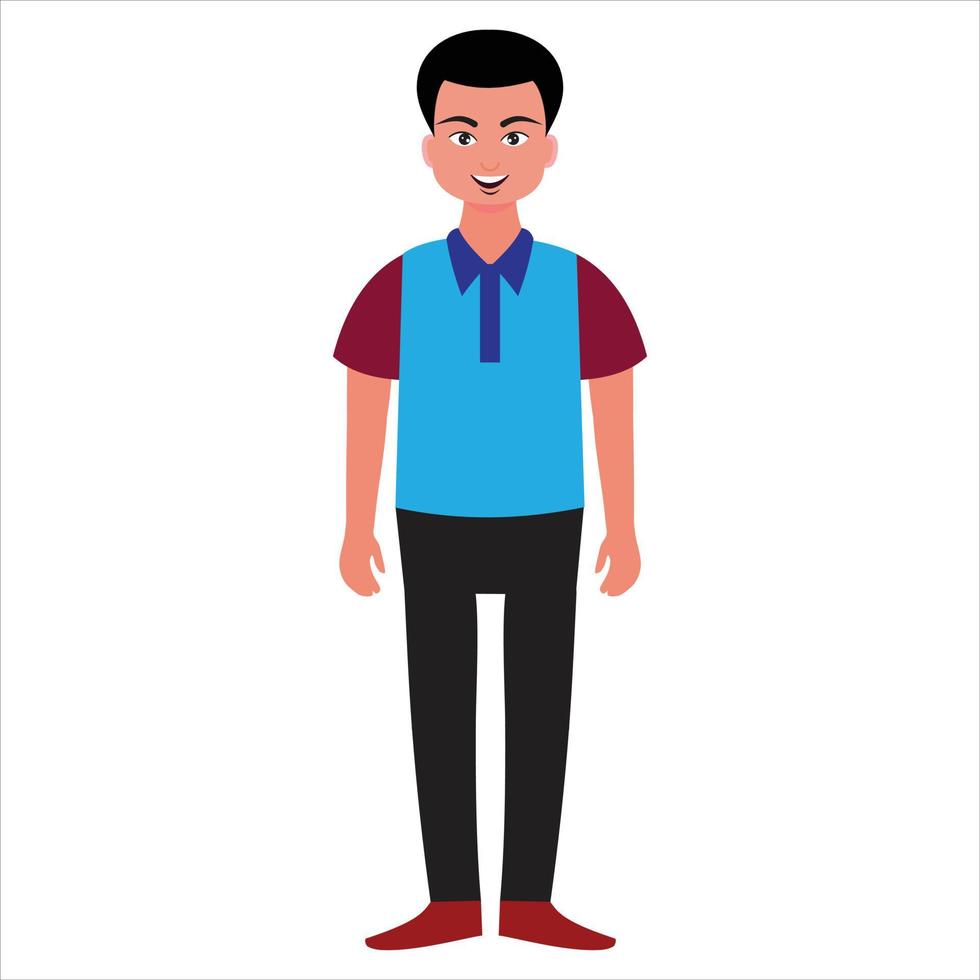 Colorful simple flat vector of young man wears t shirt, sports man, people concept vector illustration. Pro Vector