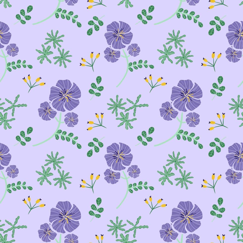 Floral seamless pattern. purple flower and nature ornament background vector