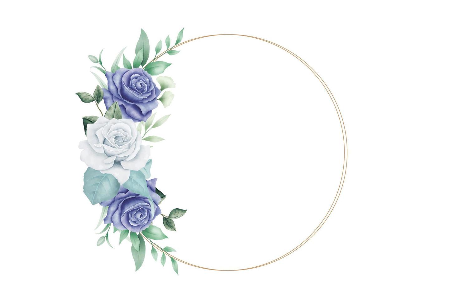 Navy blue Floral Frame Watercolor vector