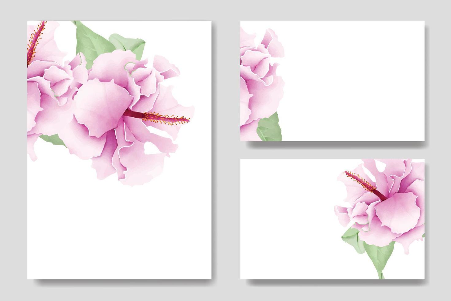 watercolor Hibiscus wedding invitation card template vector