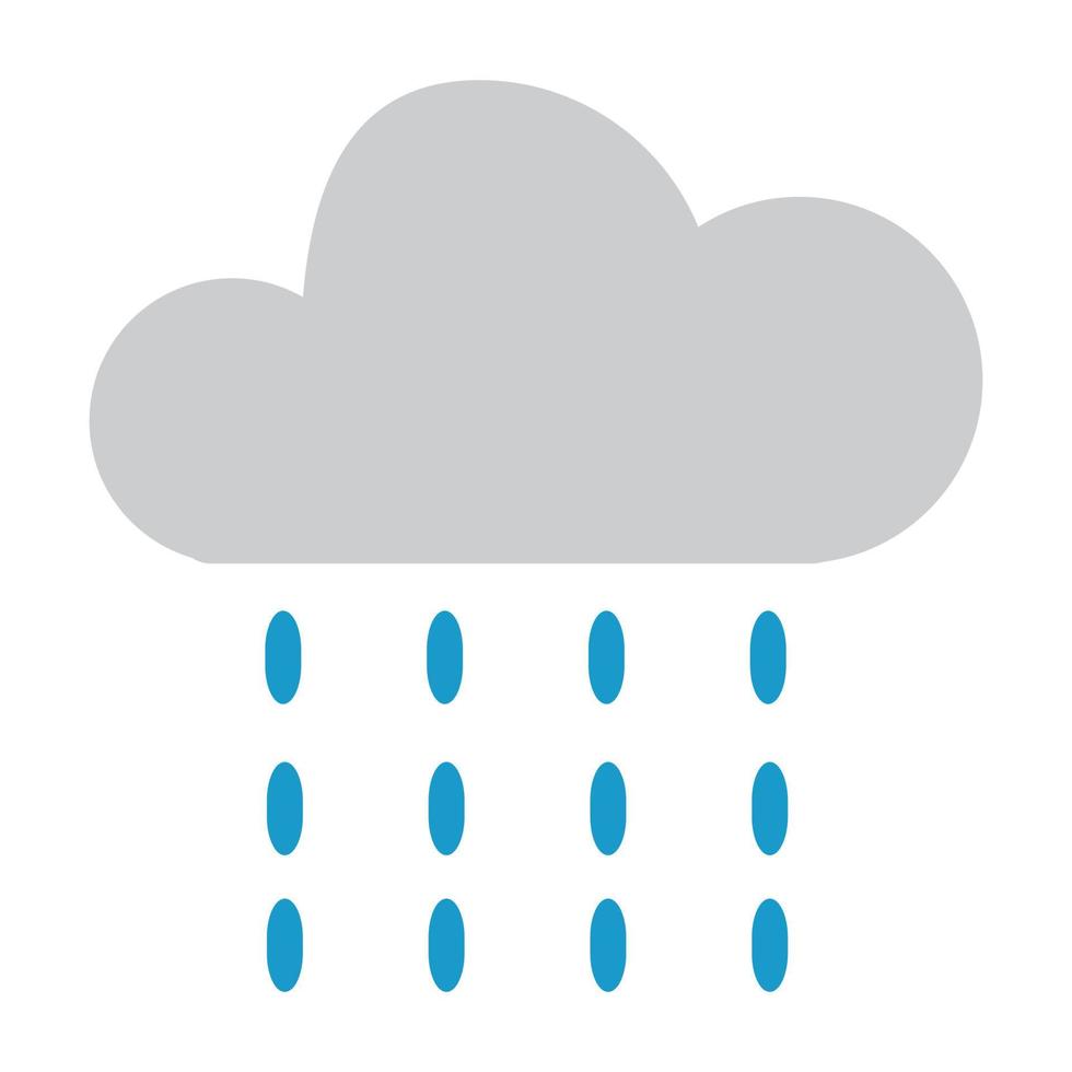 Rainy weather icon, raining cloud, weather forecast icon for rainy weather, suitable for social media and app icon, rain and cloud vector illustration, grey and blue colors, winter, raindrops falling