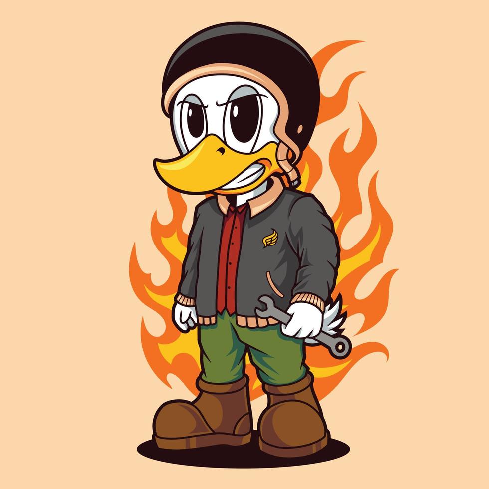 motorista Pato personaje diseño vector