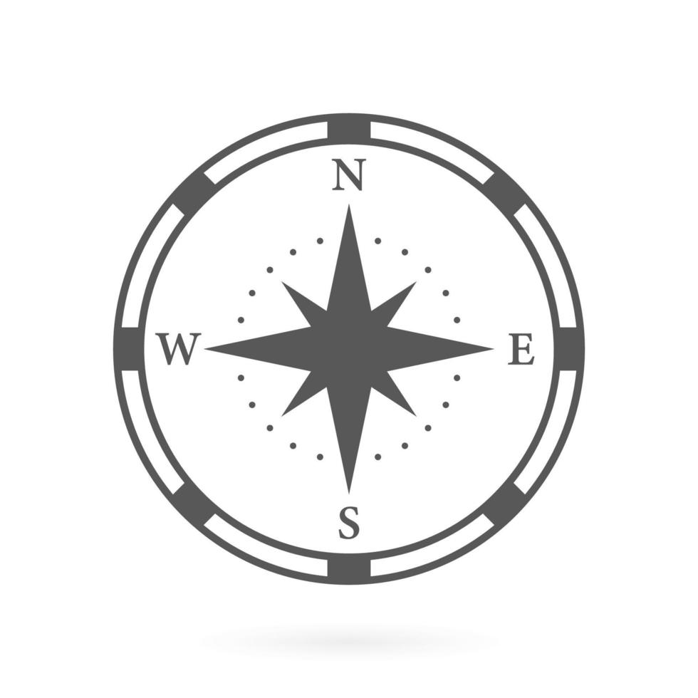 Compass Map Silhouette Icon. Rose Wind Navigation Retro Equipment Glyph Pictogram. Adventure Direction Arrow to North South West East Orientation Navigator Modern Sign. Isolated Vector Illustration.