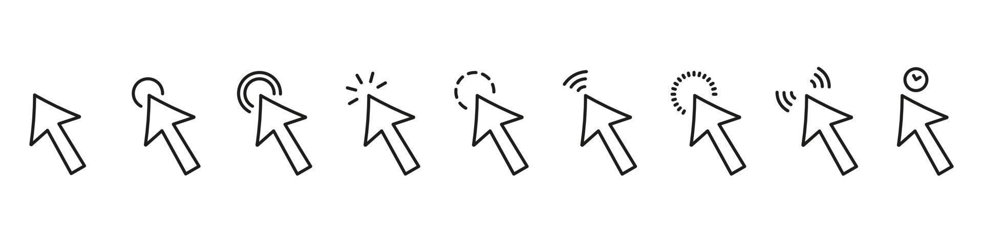 Mouse Pointer Line Icon. Computer Cursor Arrow Linear Pictogram. Digital Web Point for Website Outline Icon. Link Website, Push, Choose, Press Symbol. Editable Stroke. Isolated Vector Illustration.