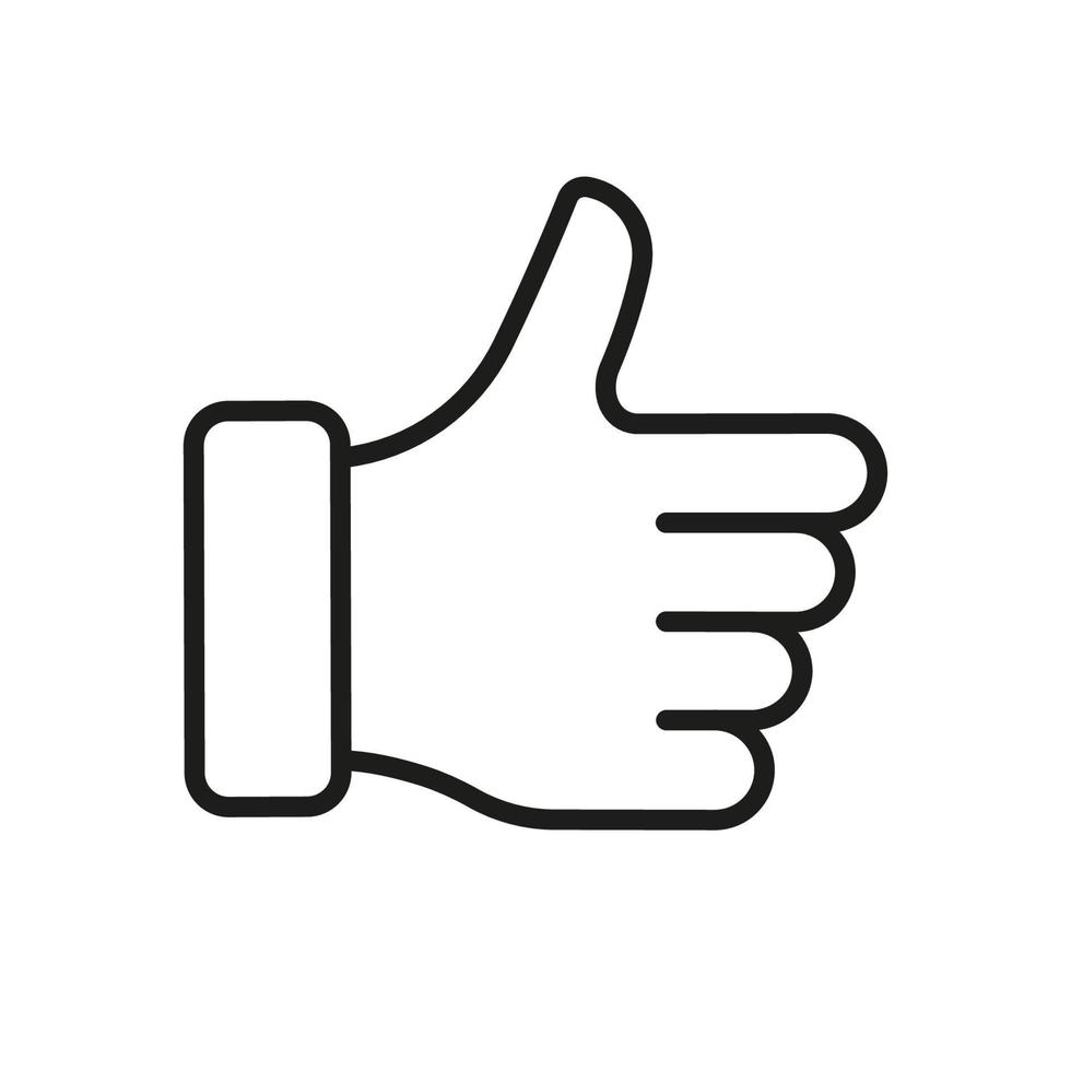 Thumb Up Line Icon. Finger Up, Good, Best Gesture Sign in Social Media Linear Pictogram. Like Outline Sign. Approve, Confirm, Accept, Verify Symbol. Editable Stroke. Isolated Vector Illustration.
