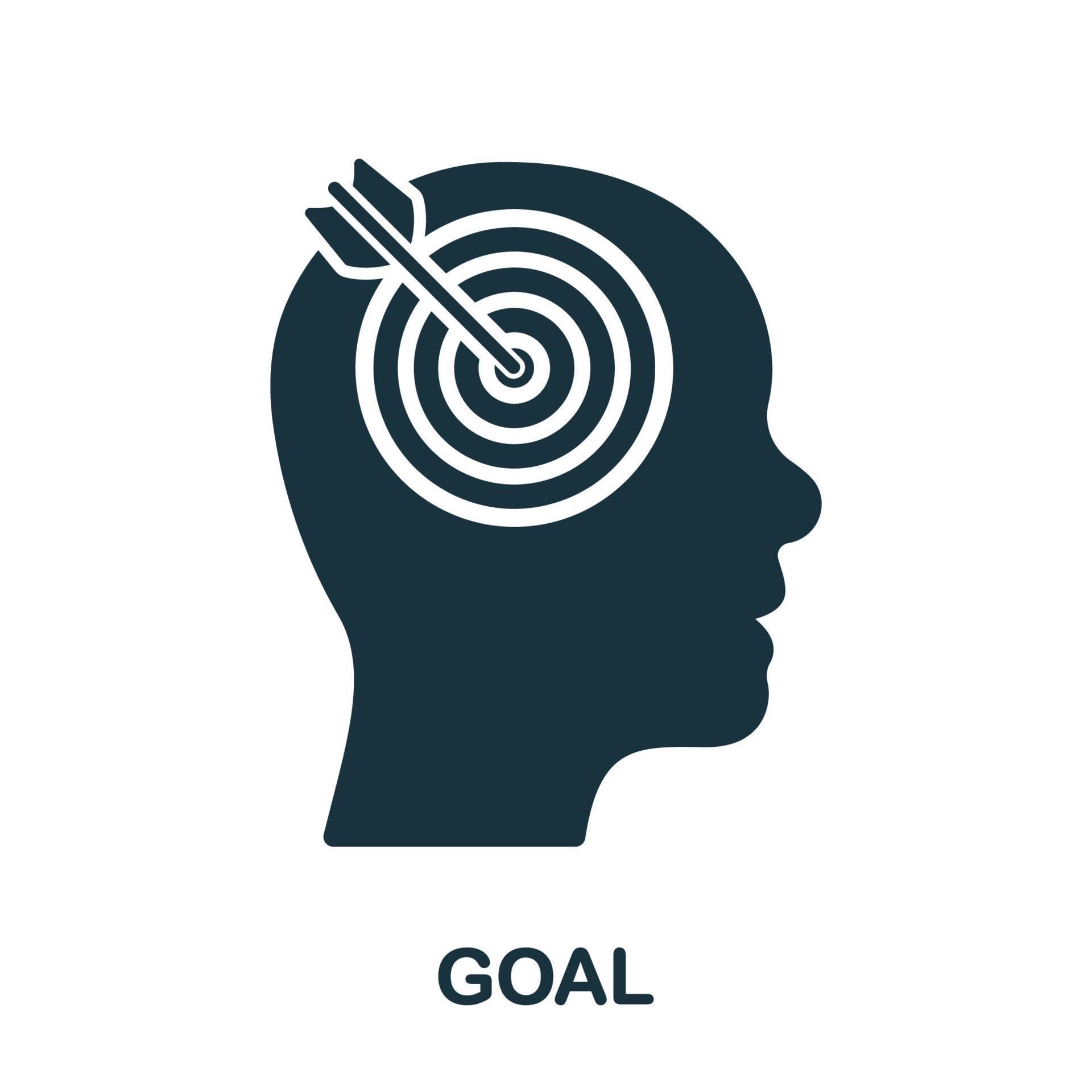 Goal, Focus, Target, Aim Silhouette Icon. Arrow in Human Brain Glyph ...