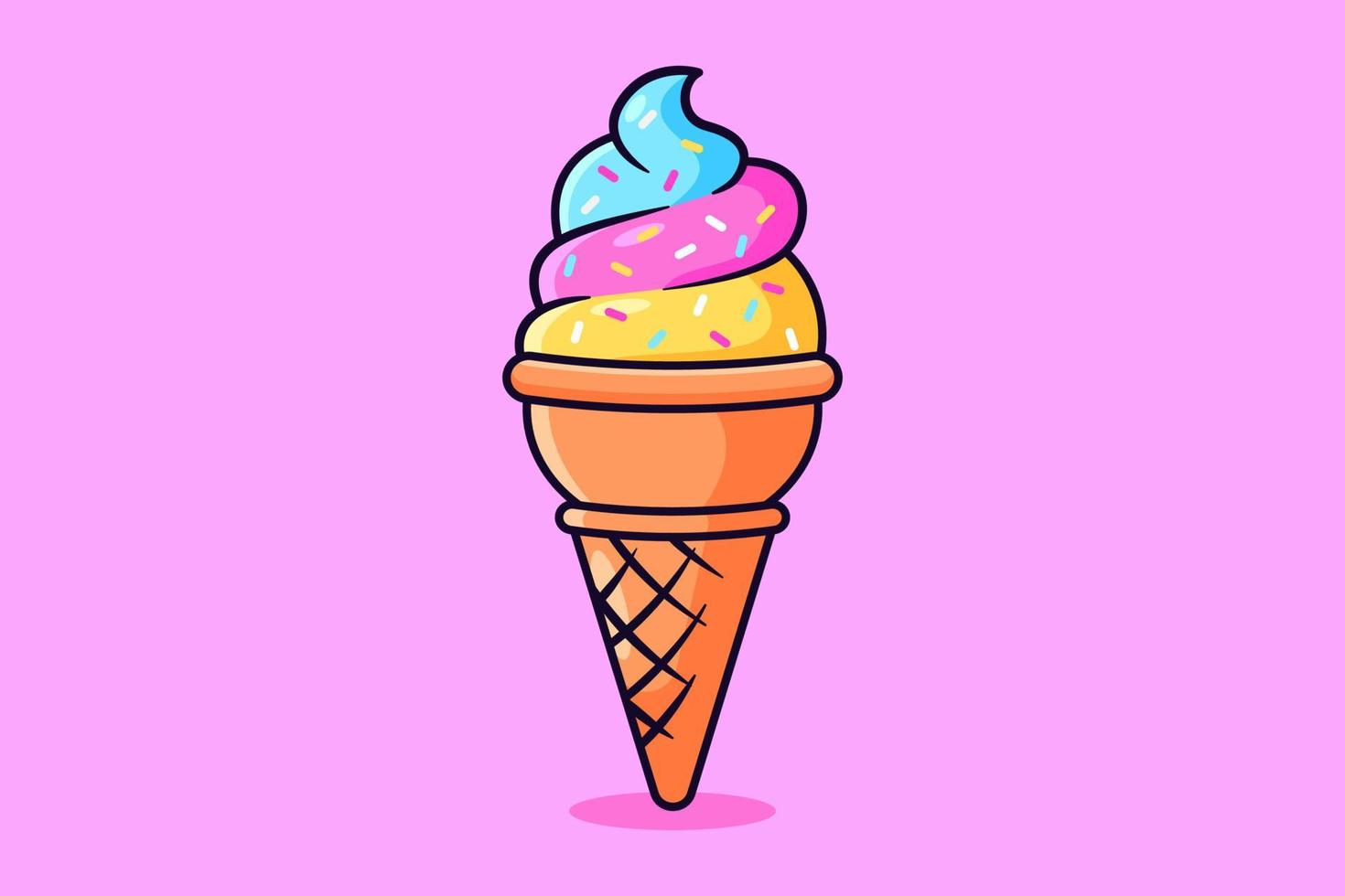 dulce hielo crema con cono ilustración vector