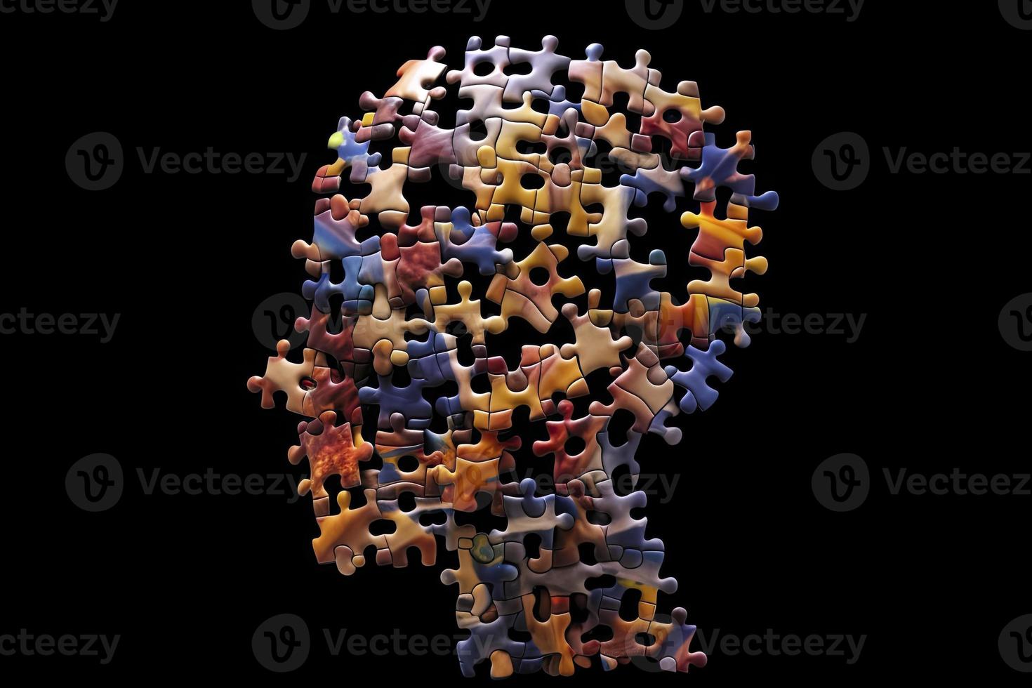 ADHD, attention deficit hyperactivity disorder, mental health, head with puzzle pieces photo