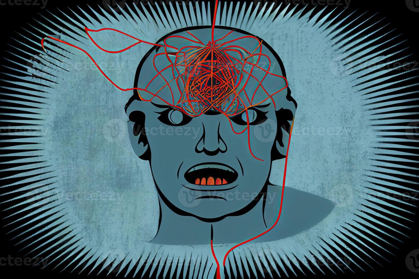 Mind control, brain with strings, manipulation and dictator concept