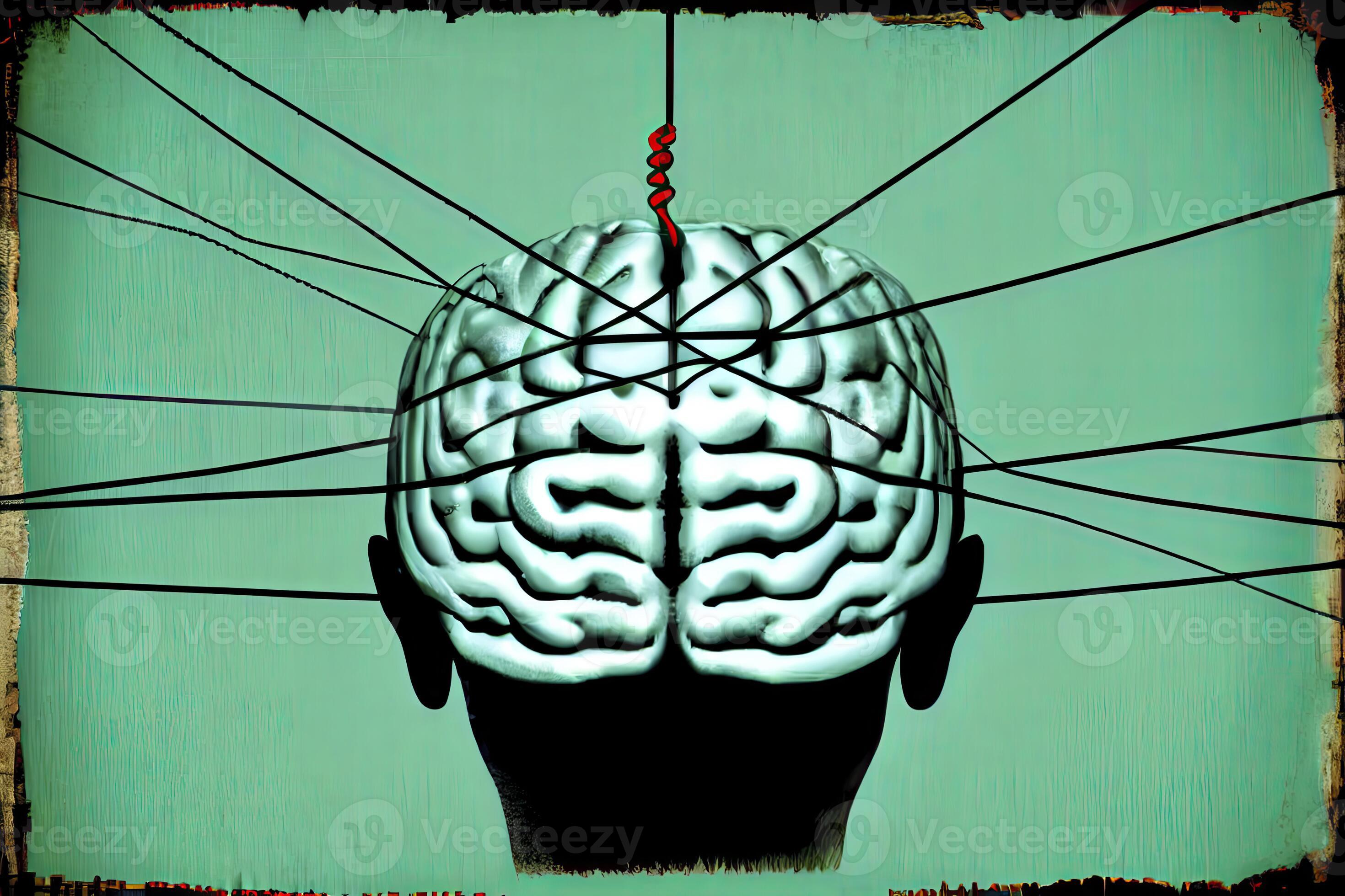 Mind control, brain with strings, manipulation and dictator concept 21625930 Stock Photo at Vecteezy