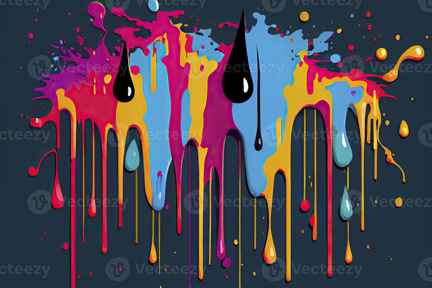 graffiti, dripping paint, spray paint, many colors watercolor photo