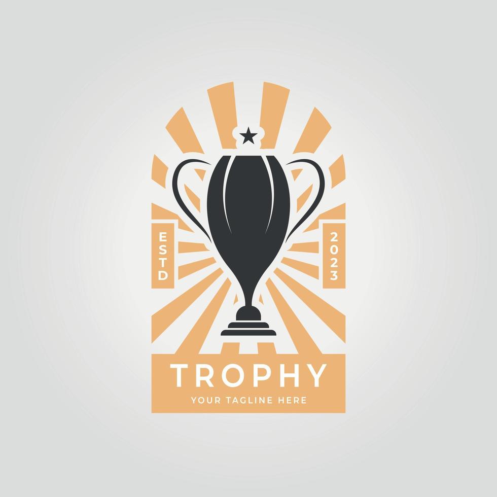 emblema taza trofeo logo icono diseño ilustración diseño Clásico vector