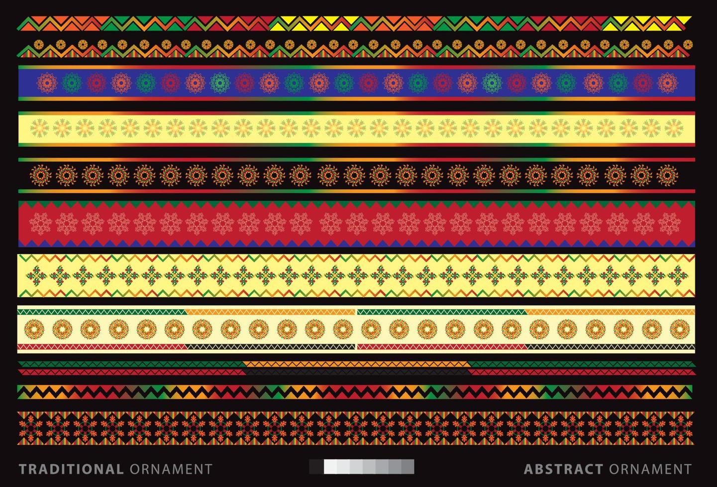 set of traditional embroidery. Vector illustration of ethnic seamless ornamental geometric patterns for your design
