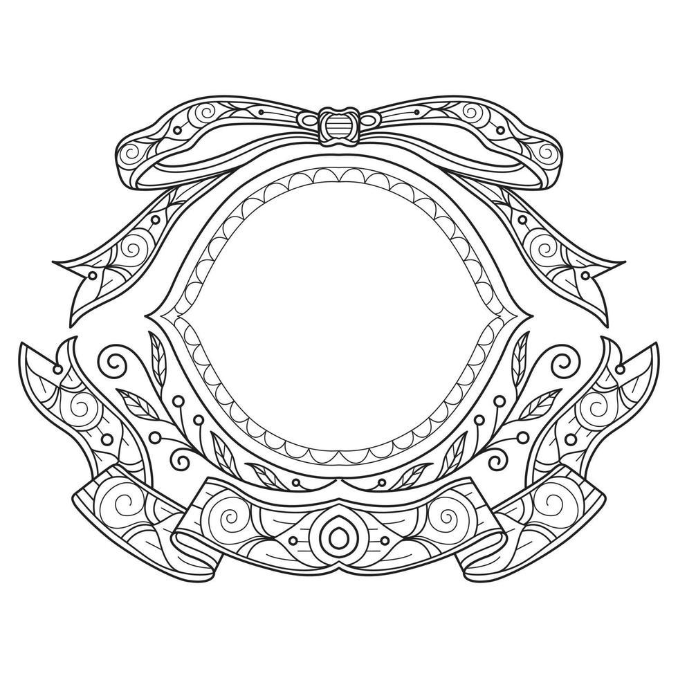 Ribbon and frame hand drawn for adult coloring book vector