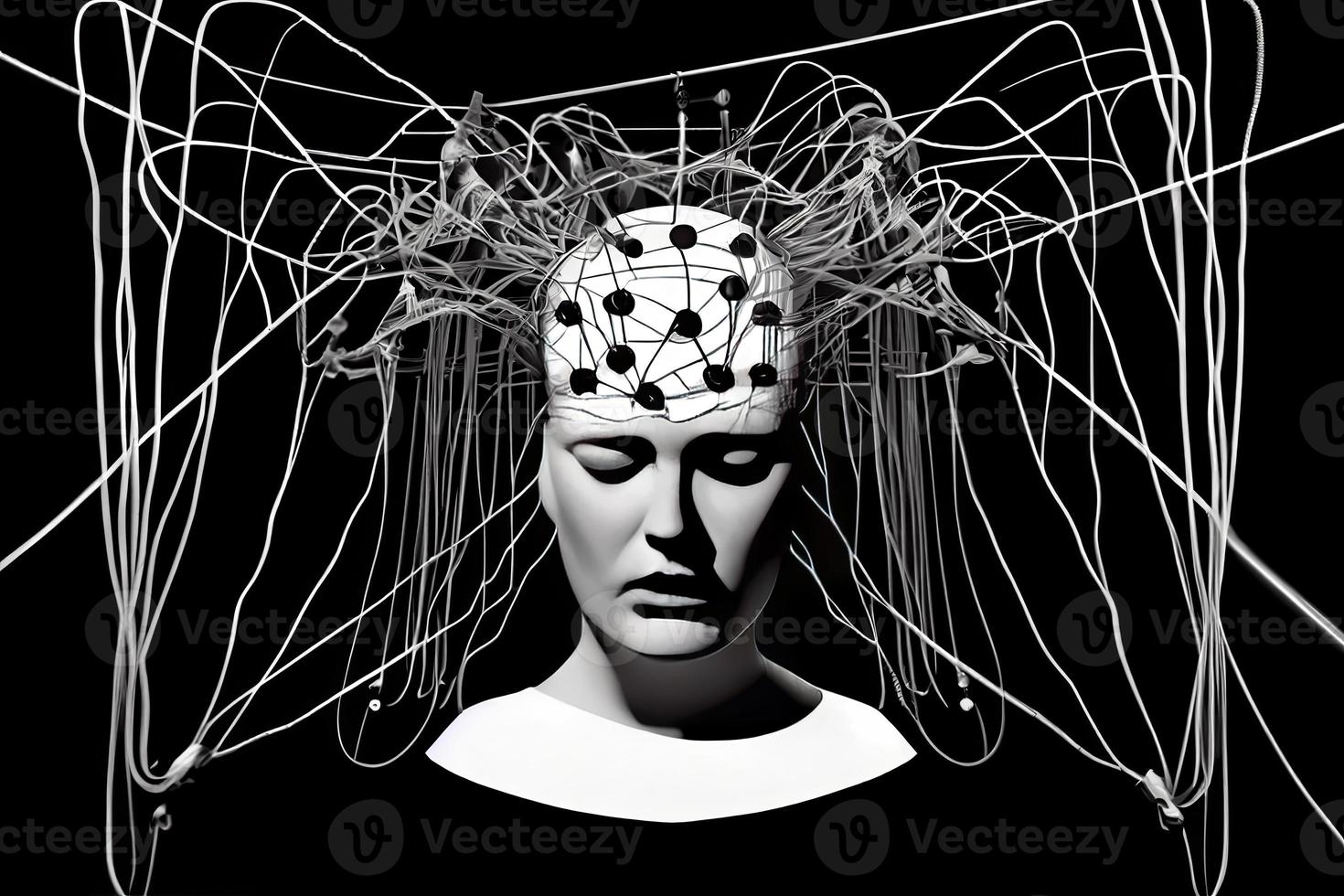 Mind control, brain with strings, manipulation and dictator concept