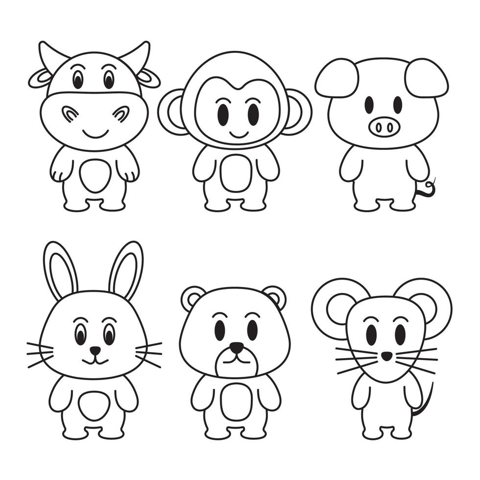 icon outline set, animal collection. Paint. Isolate the background. vector