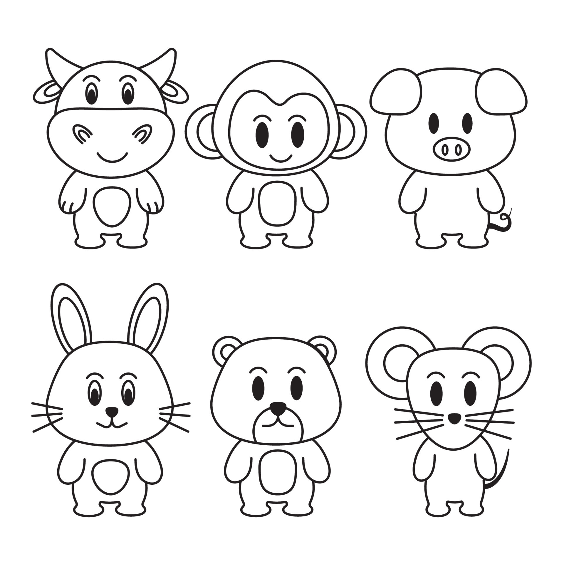 icon outline set, animal collection. Paint. Isolate the background ...
