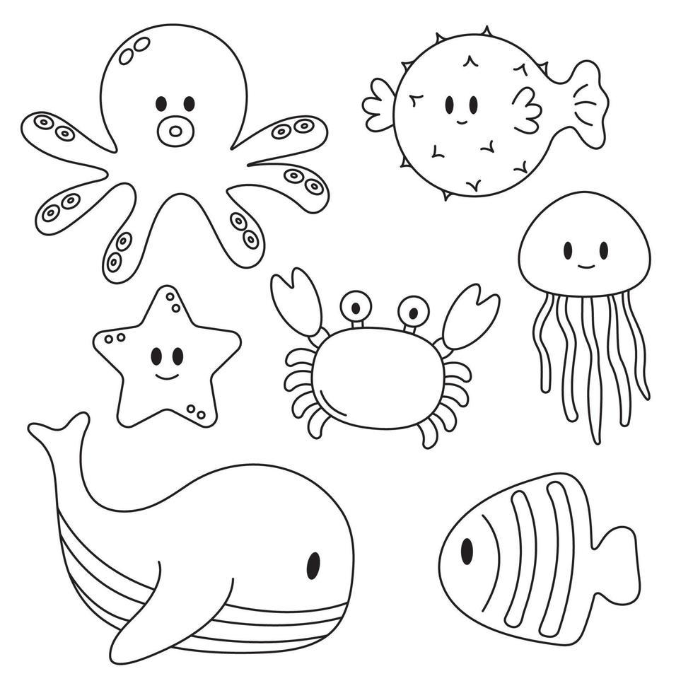 icon outline set, animal collection. Paint. Isolate the background. vector