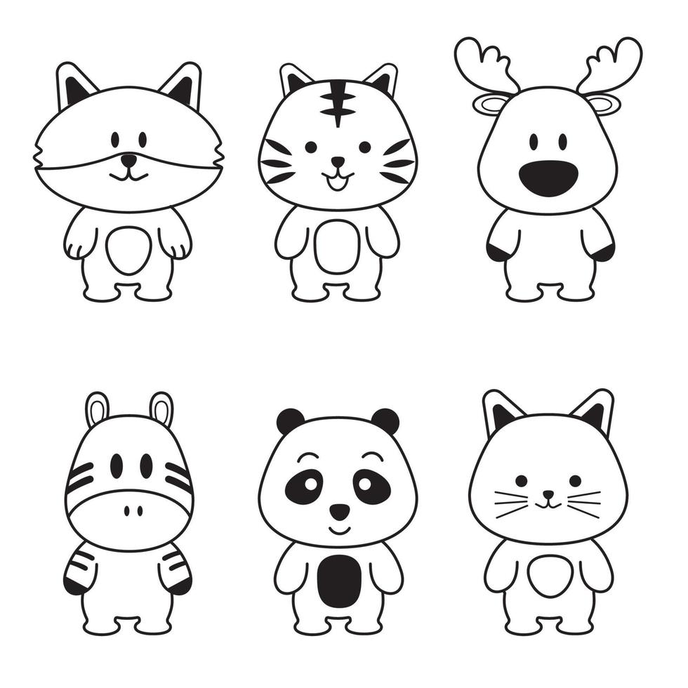 icon outline set, animal collection. Paint. Isolate the background. vector