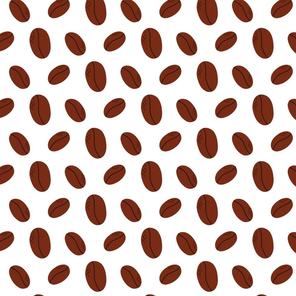 Seamless pattern with coffee beans. Vector illustration. Flat style coffee print.