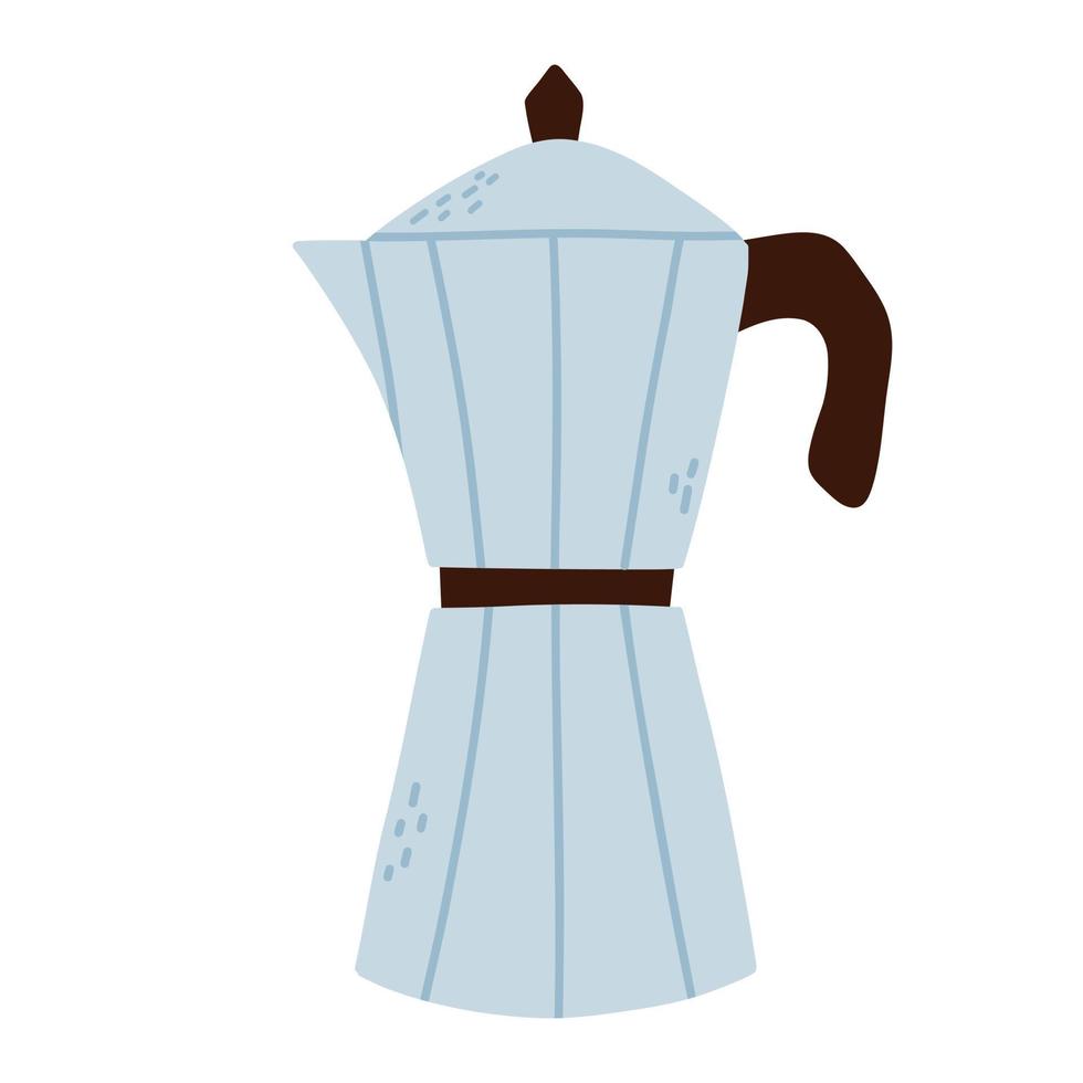 Coffee pot in flat style. Vector illustration. Isolated coffee maker in hand drawn style.