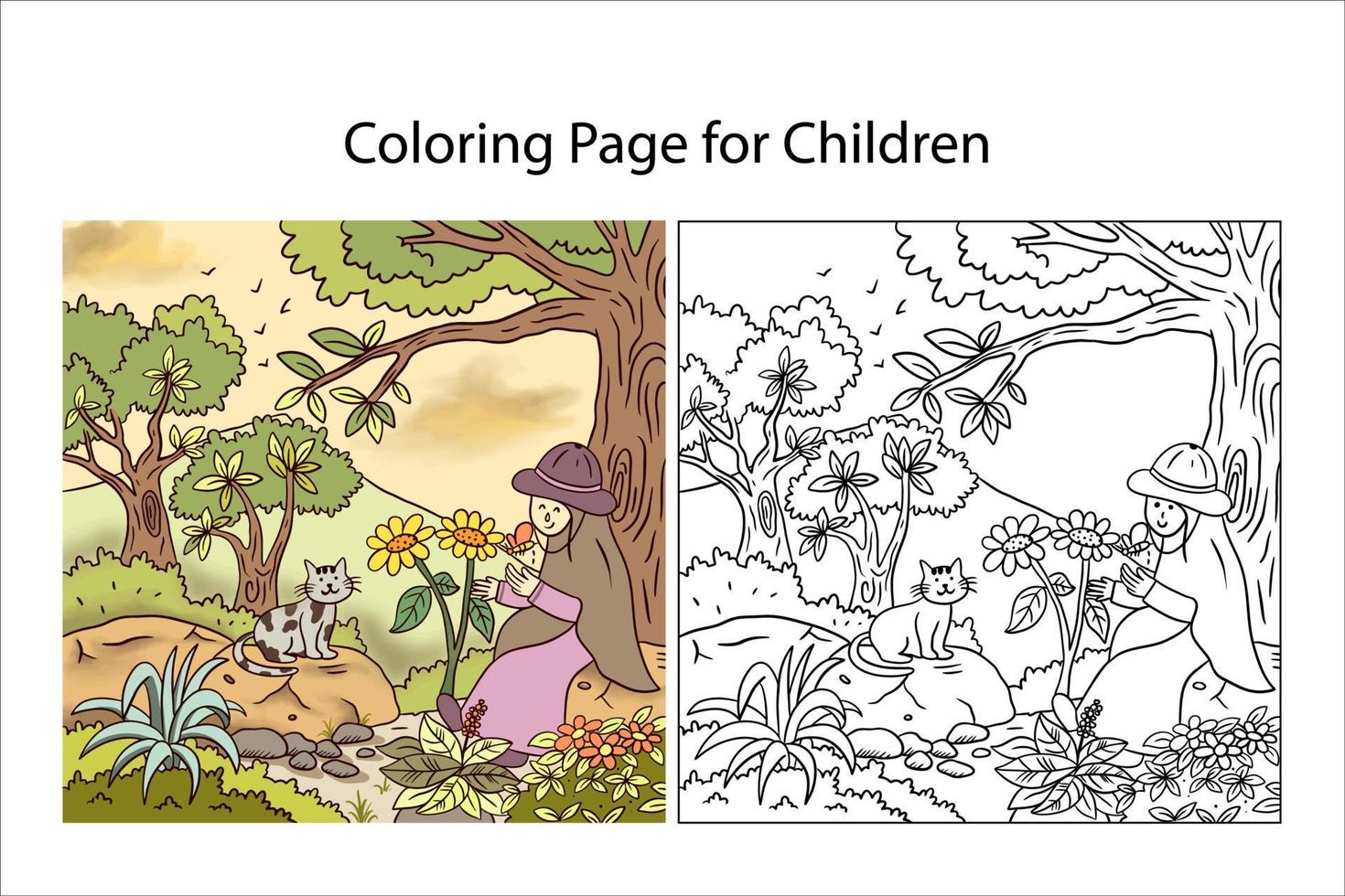 página para colorear para niños vector