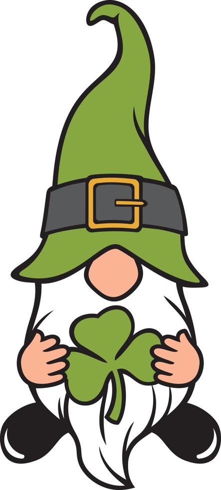 St Patrick's Day Gnome with Three Leaves Clover. Saint Patricks Day Design. vector