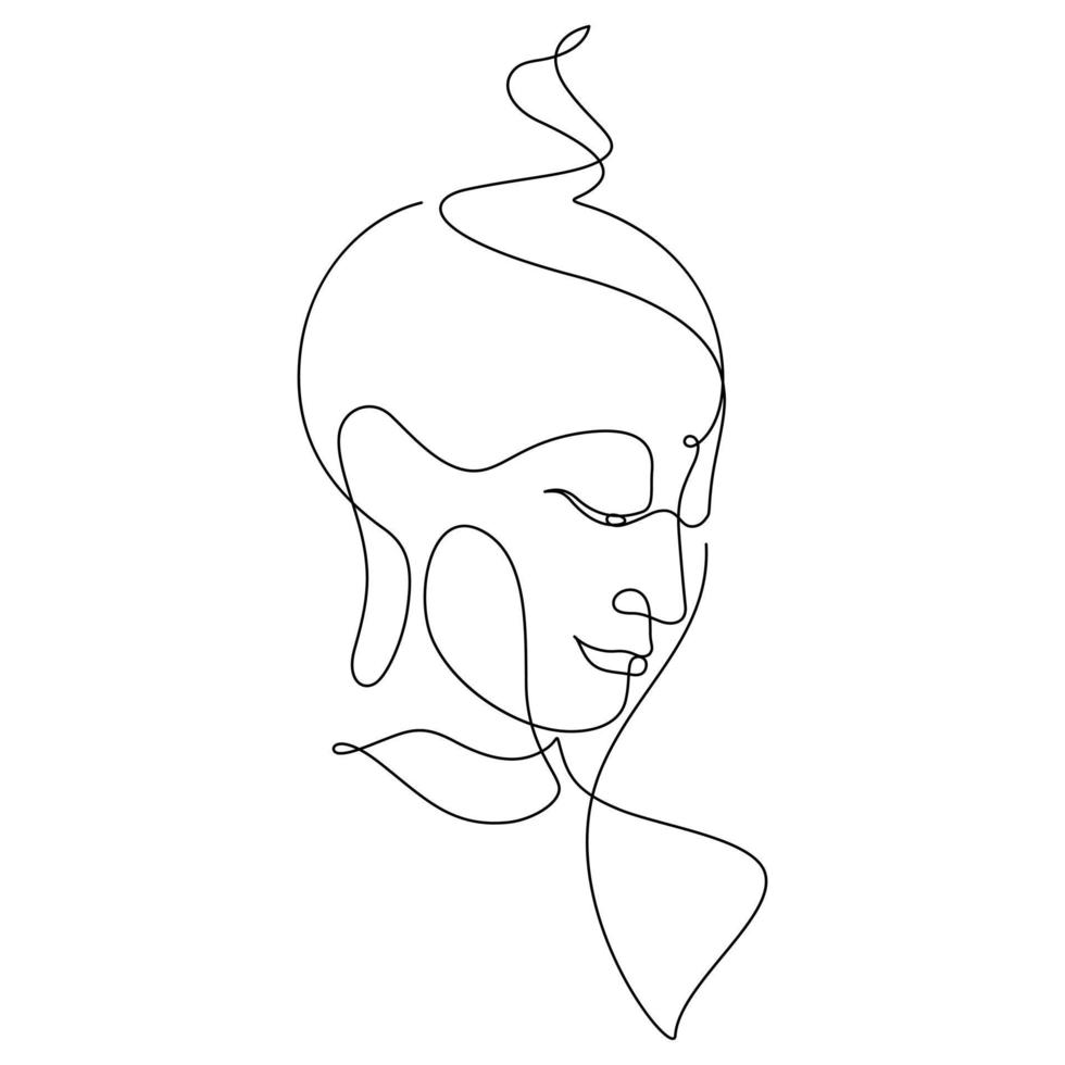 buddha face portrait line art decoration vector