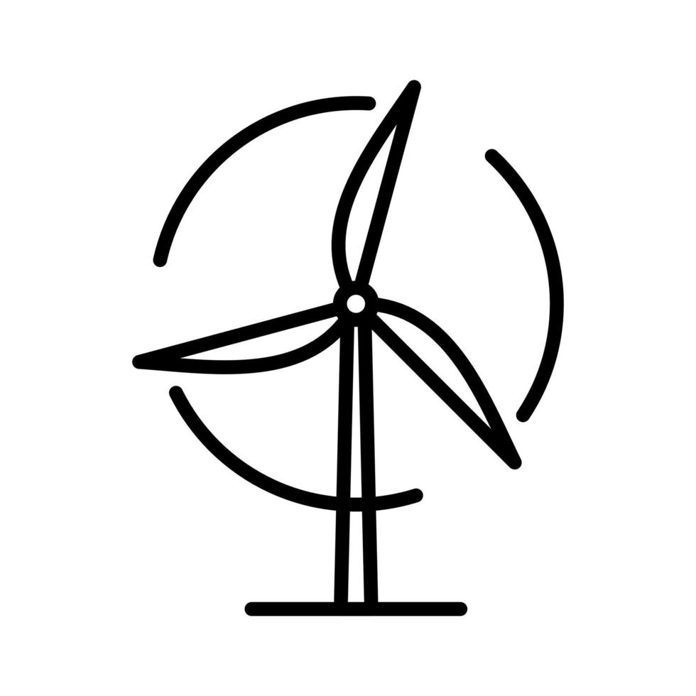 Wind turbine icon in line style design isolated on white background. Editable stroke. vector