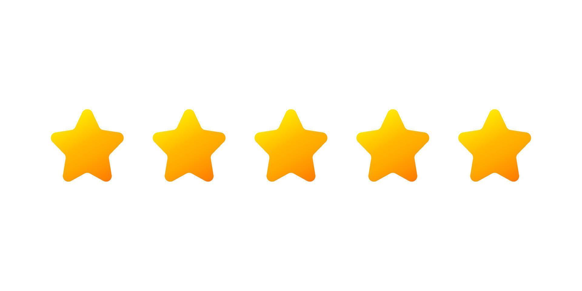 Five star rating vector illustration in flat style design isolated on white background. Feedback, review and rate us stars.