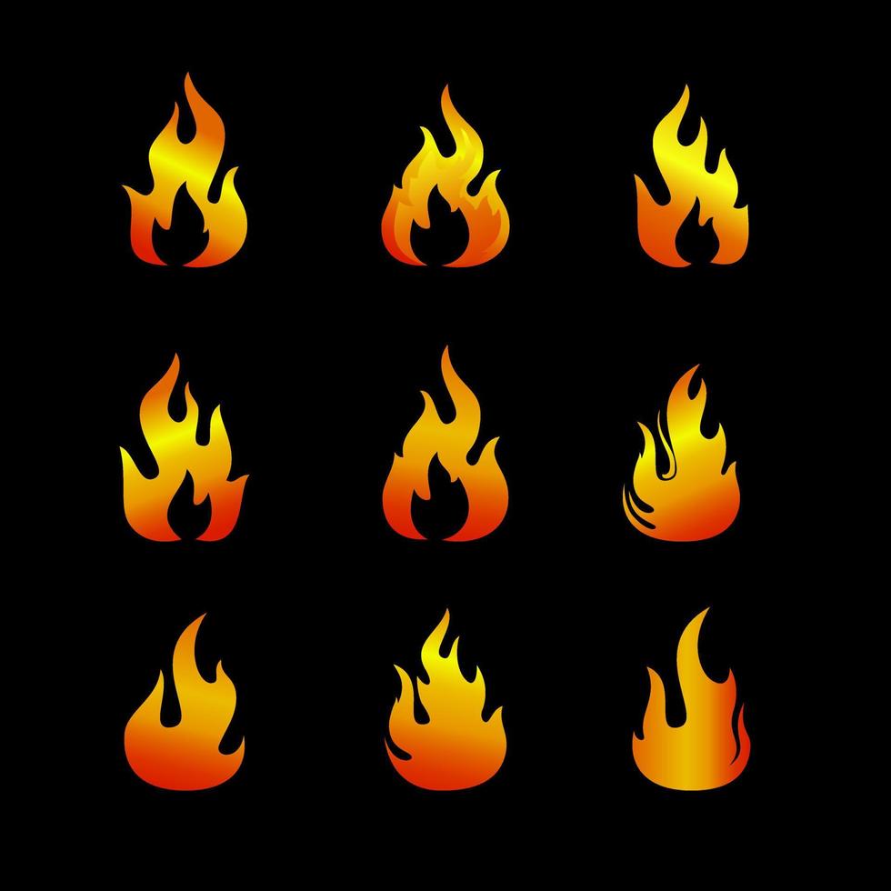 Set of Fire icons. Fire icon set. Fire icon collection. Fire simple sign. Fire icon vector design.