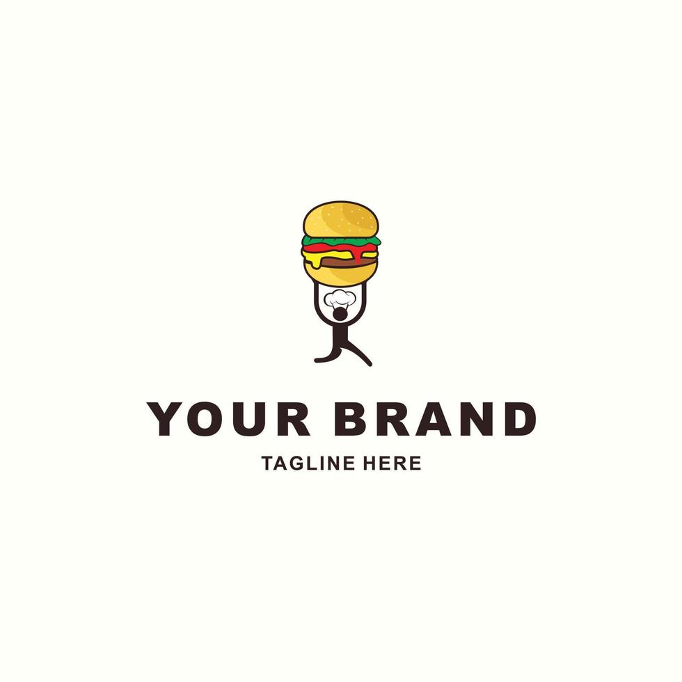 the figure of a cook lifting a burger vector