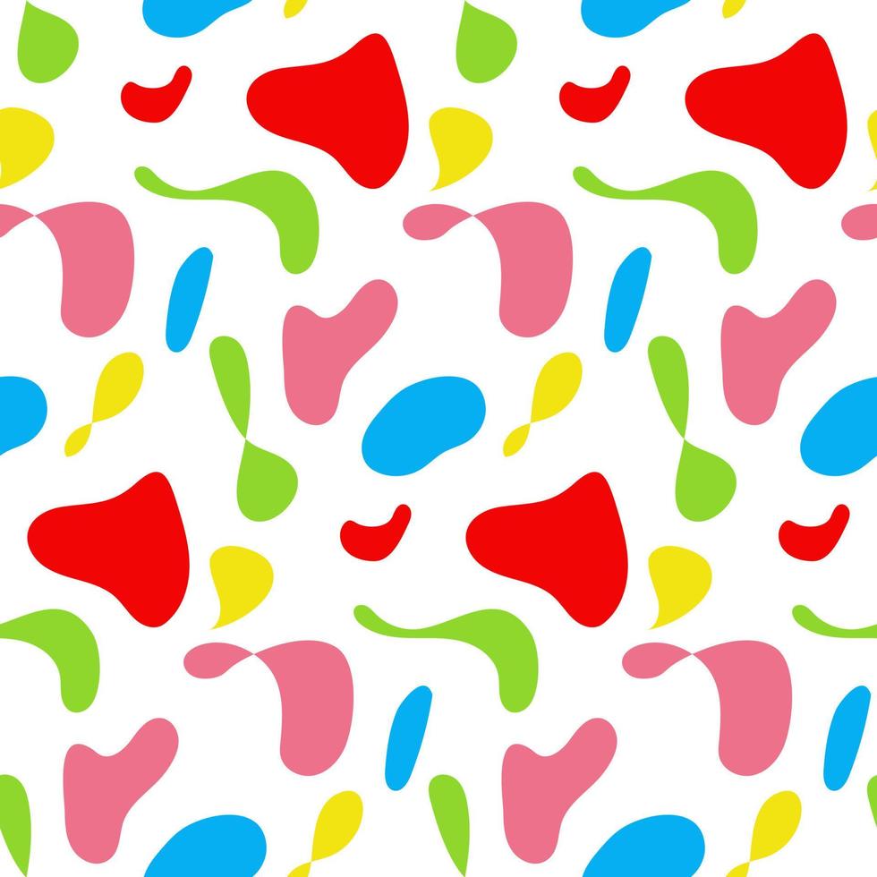 Abstract bright pattern with various elements in the form of colorful shapes. Chaotic vector texture with curved shapes. Printing on textiles and paper. Printing on gift packaging