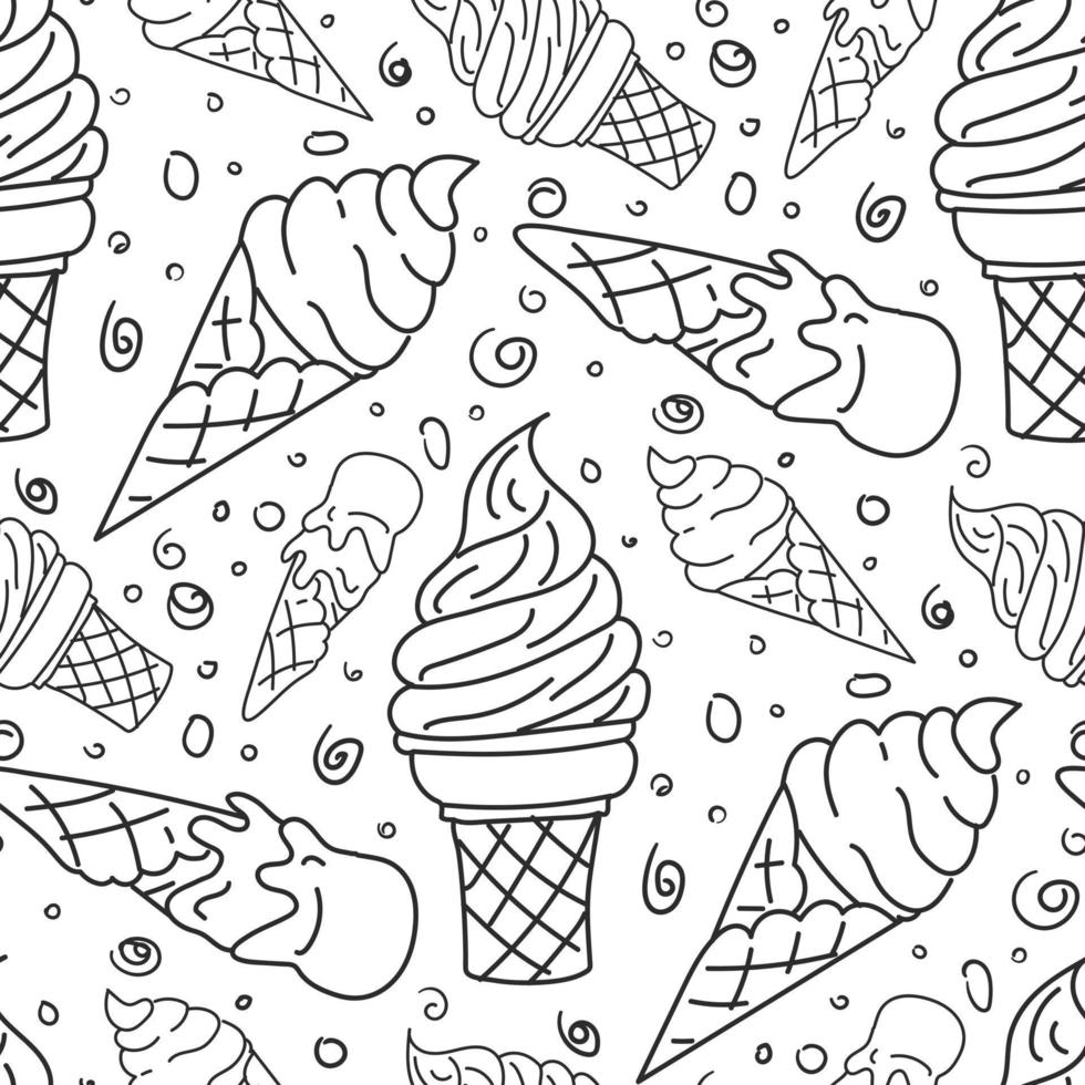 Perfect funny vector background. Seamless ice cream pattern on a white ...