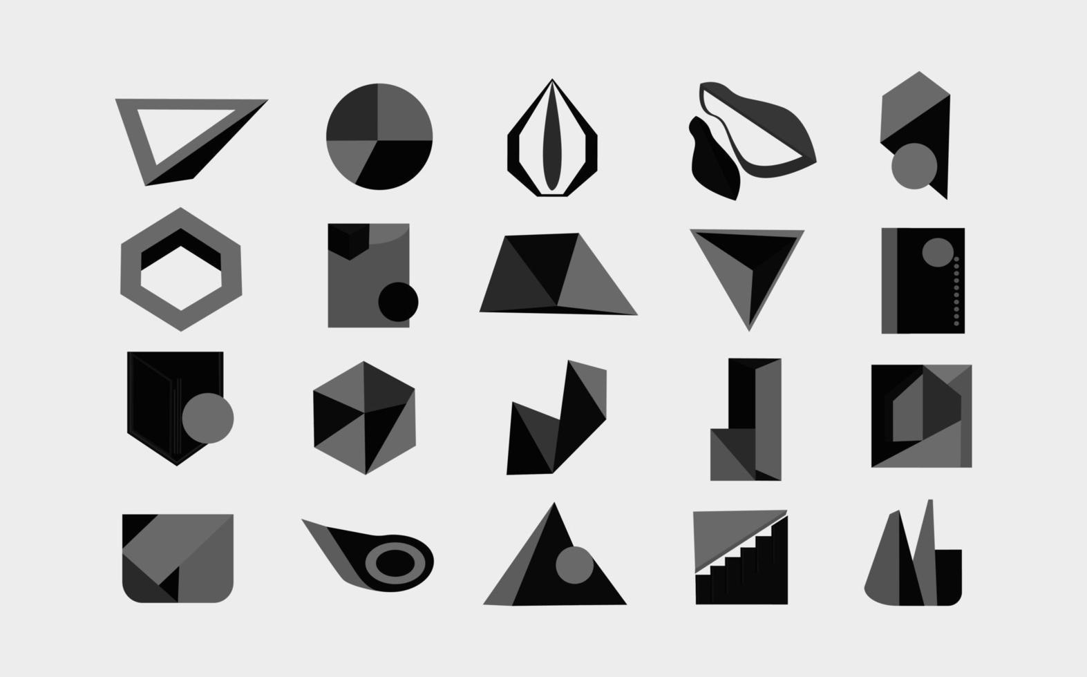 Minimalist geometric brutal shapes.Black basic memphis  abstract forms.Bauhaus elements. Art vector set en trendy modern colors.
