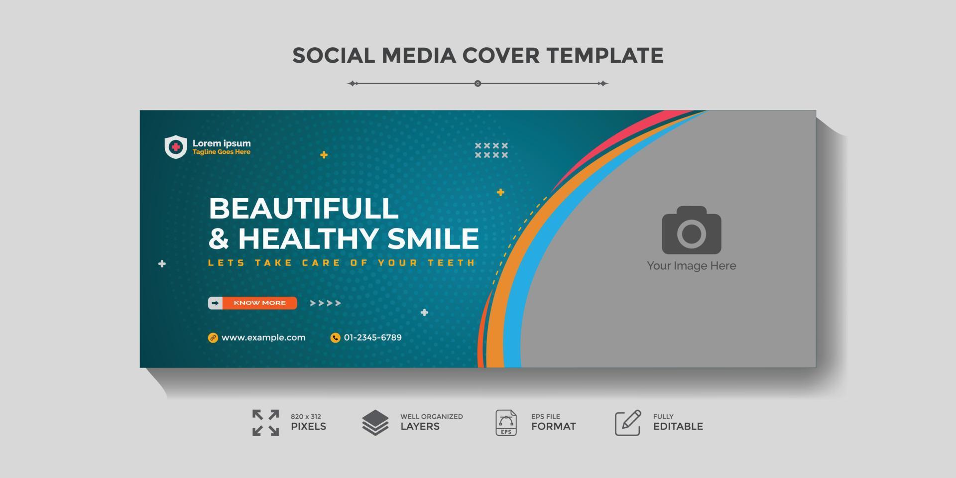 Dentist and dental social media banner or Medical healthcare social media cover template vector