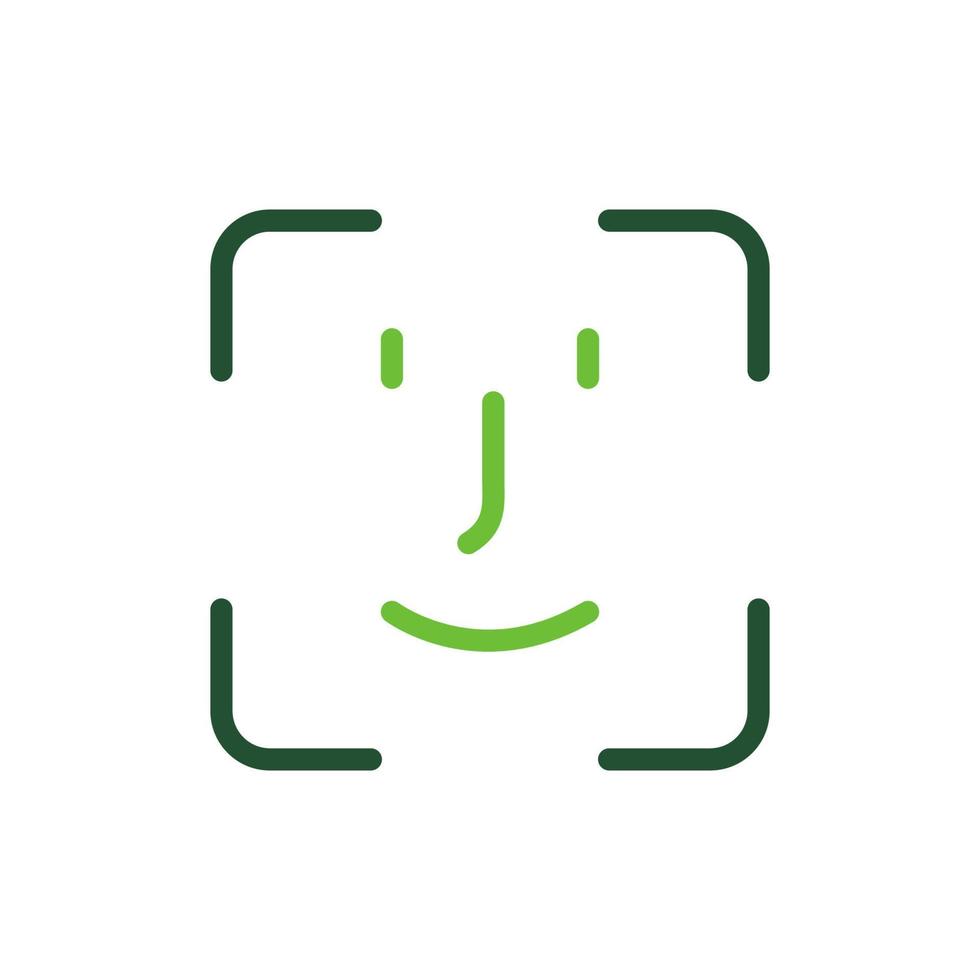 Scan Face ID Line Icon. Facial Recognition Linear Pictogram. Biometric Identification Technology Outline Symbol. Verification on Smartphone Symbol. Isolated Vector Illustration.