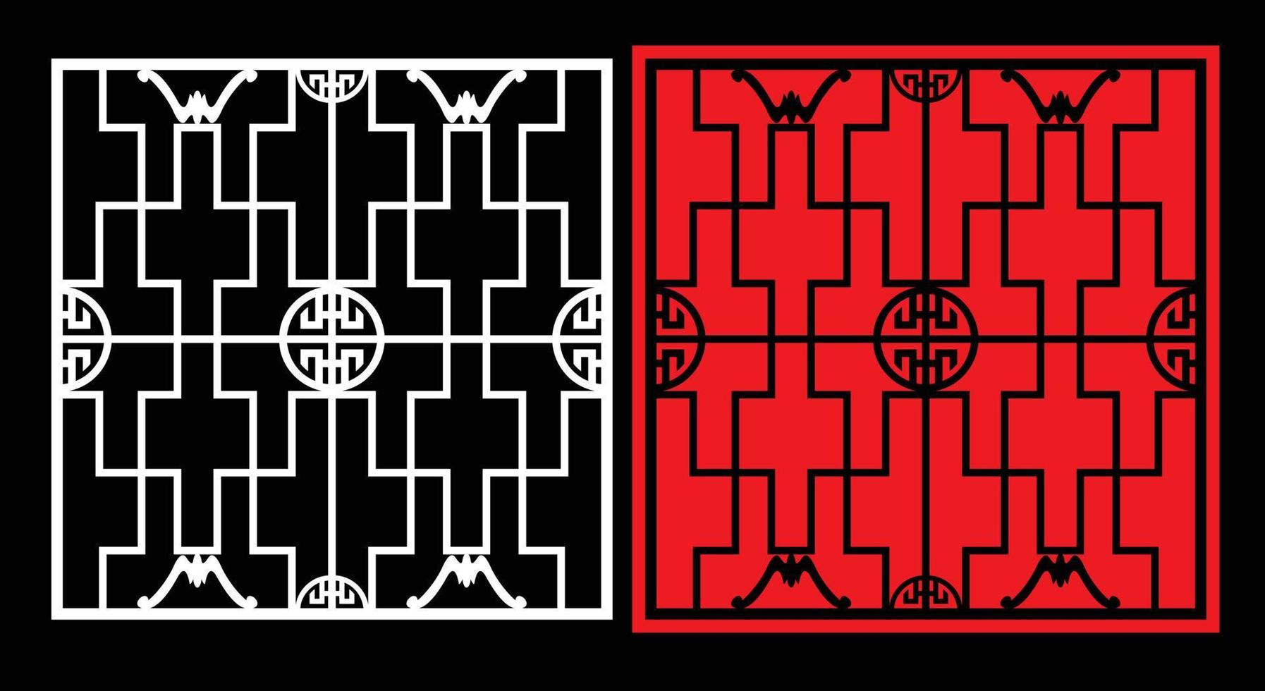 Decorative wall panels set Jali design CNC pattern, laser cutting pattern, router CNCcutting.Jali Laser cut decorative panel set with lace pattern. vector