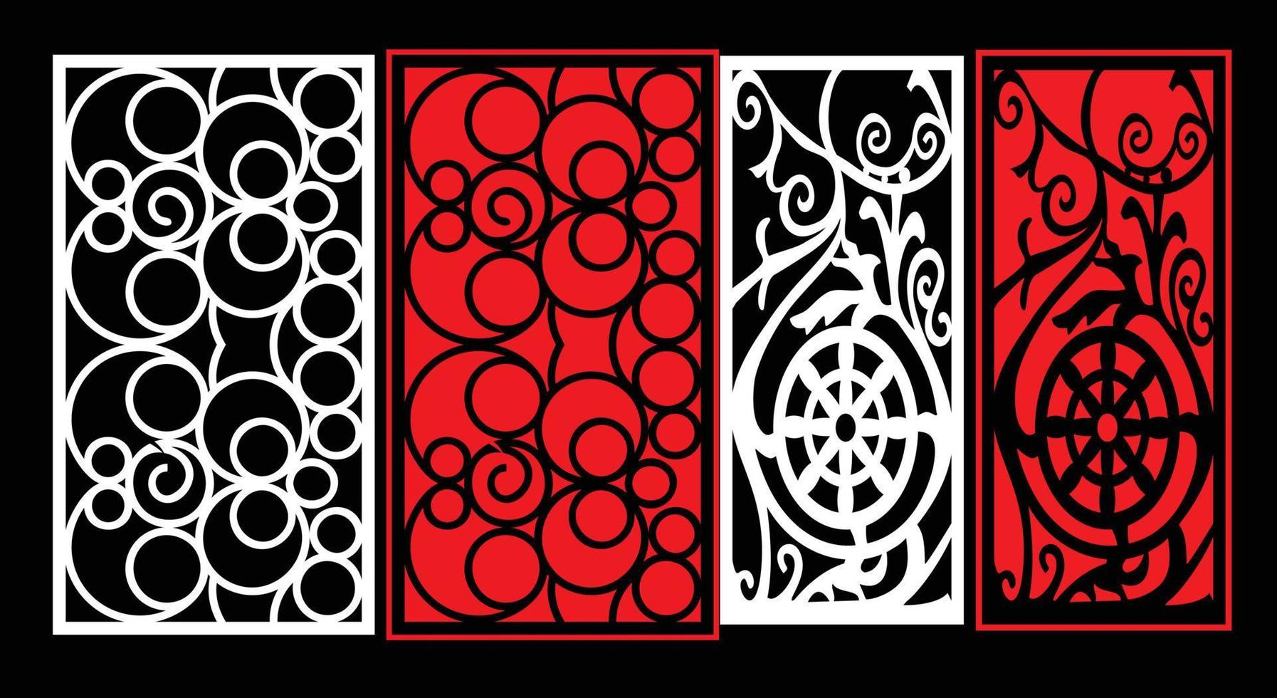 decorativo pared paneles conjunto jali diseño cnc patrón, láser corte patrón, enrutador cnccutting.jali láser cortar decorativo panel conjunto con cordón modelo. vector