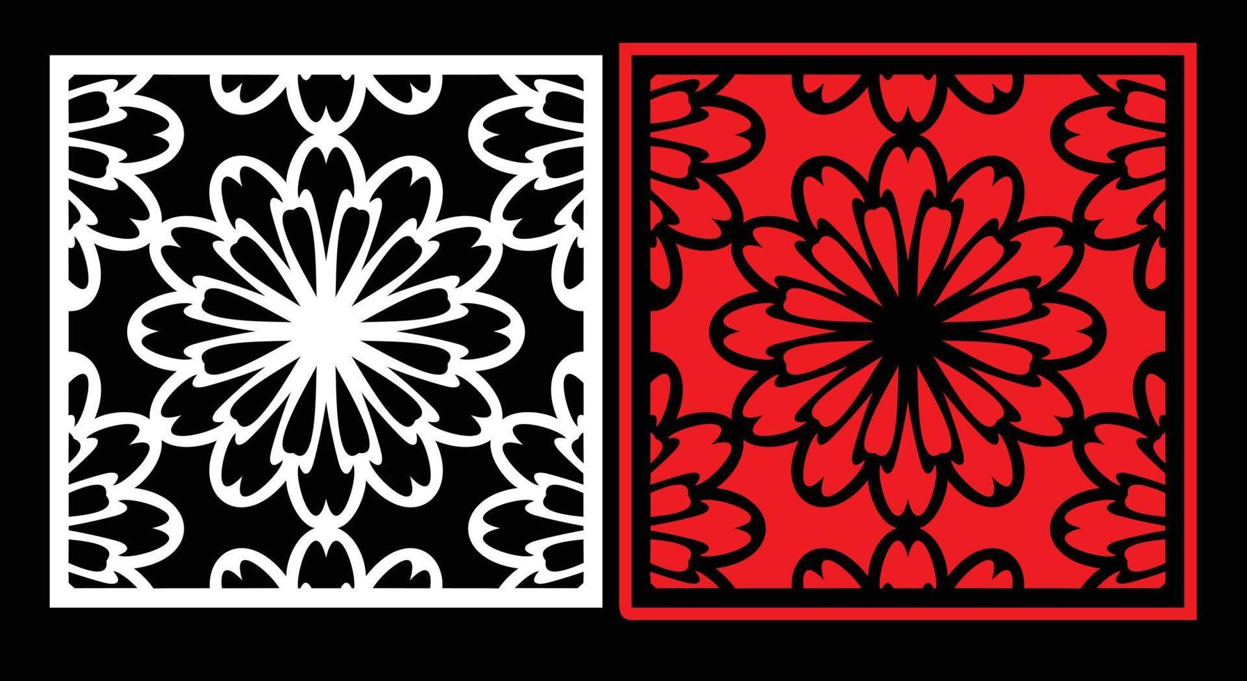 Decorative wall panels set Jali design CNC pattern, laser cutting pattern, router CNCcutting.Jali Laser cut decorative panel set with lace pattern. vector